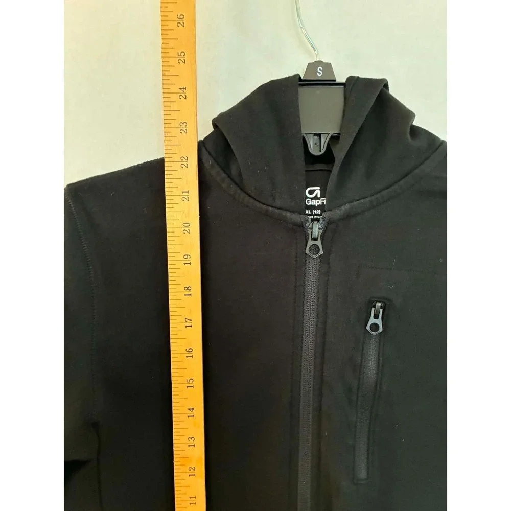 GapFit Kids XL Black Zip Hoodie‎ Jacket Activewear Athletic Lightweight Youth 12
